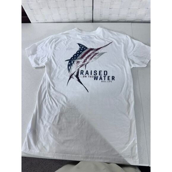 "Reel Life" Raised On The Water Men's Graphic T Shirt SZ S Swordfish USA Fish - Picture 6 of 9
